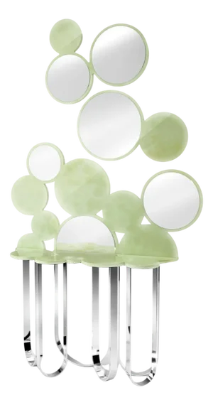 Cloud Console Table in Crystal Glass and Stainless Steel by Barberini & Gunnell