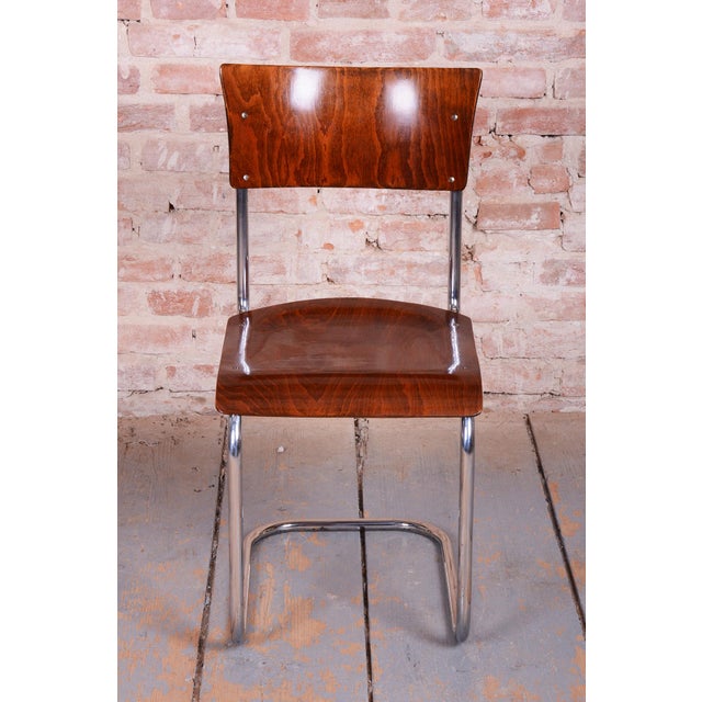 Bauhaus Chairs in Beech and Chrome-Plated Steel, Czech, 1930s, Set of 4 For Sale - Image 6 of 14