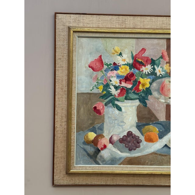 Ellis Wallin, Flowers and Fruit, 1968, Oil on Canvas, Framed For Sale - Image 10 of 16
