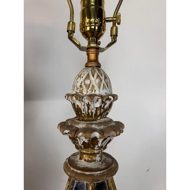 Mid 20th Century Vintage Italian Mirrored Obelisk Table Lamps, Giltwood, 1940s-50s - a Pair For Sale - Image 5 of 18