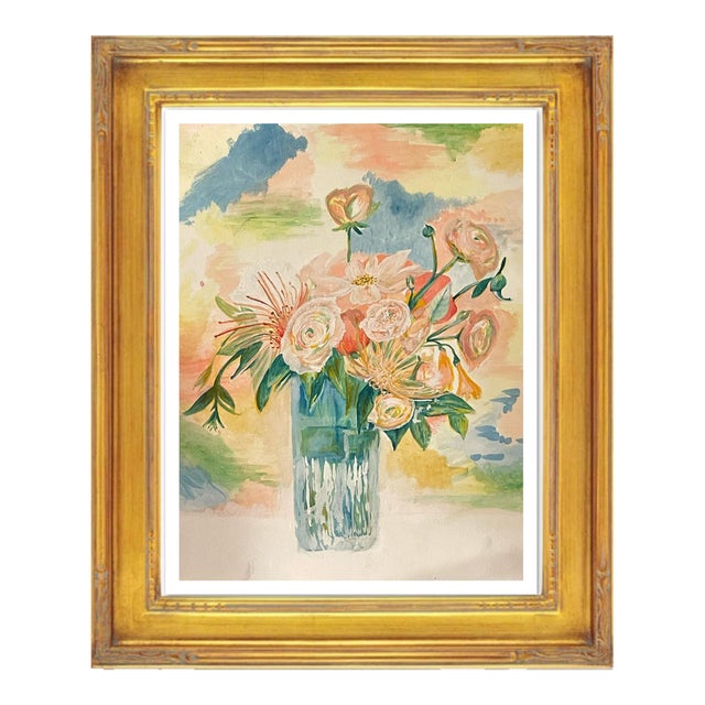 Pastel Still Life Original Watercolor Painting For Sale