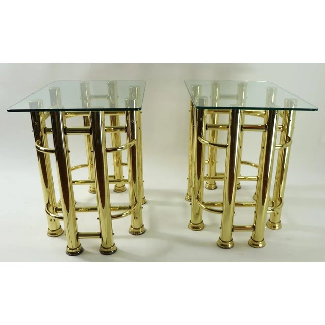 Mid 20th Century Tubular Brass and Glass End Tables - a Pair For Sale - Image 5 of 13