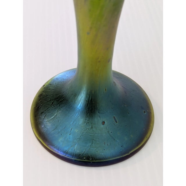 Glass Antique Pallme-Konig Art Nouveau Green Iridescent Art Glass Vase For Sale - Image 7 of 9
