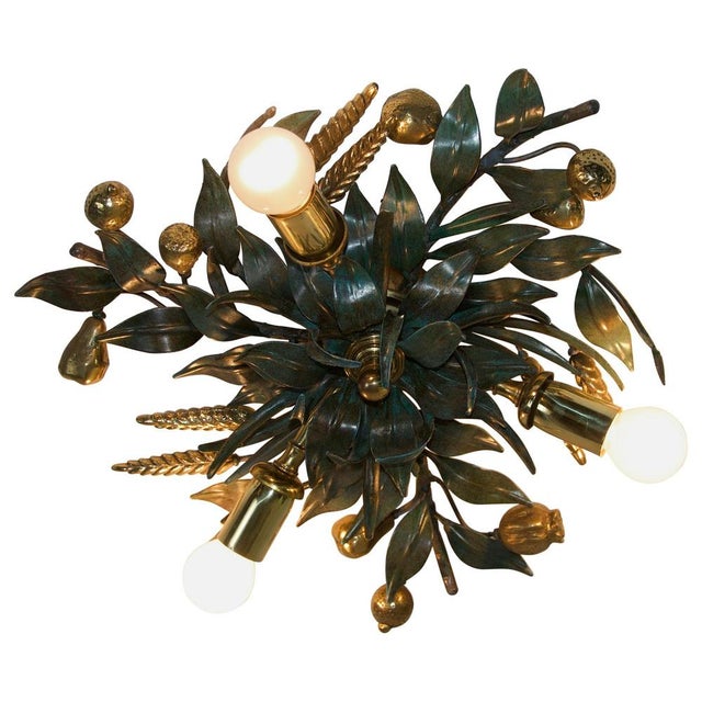 Heavy Flower Shape Green Flush Mount attributed to Hans Möller, Germany, 1960s For Sale - Image 14 of 14