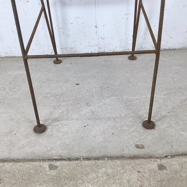 Vintage Studio-Made Sculptural Iron Counter Stool With Black Leather Seat For Sale - Image 17 of 18