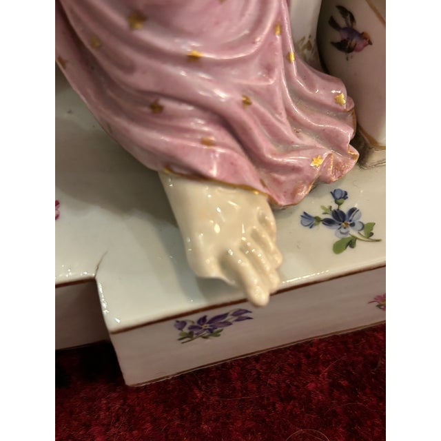 Mid 19th Century Antique Meissen Porcelain Figural Mantel Clock, Mid-19th Century [Gm] For Sale - Image 5 of 12