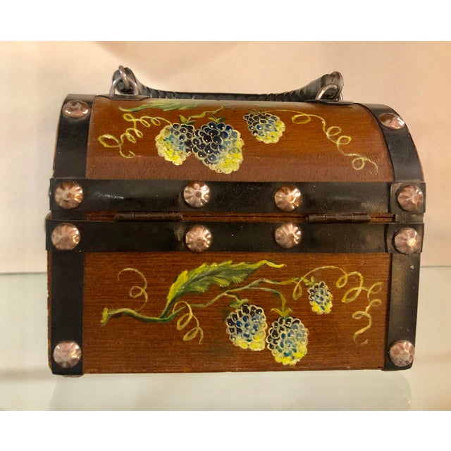 Vintage Wooden Hand Painted Blue And Green Floral Treasure Box Chairish