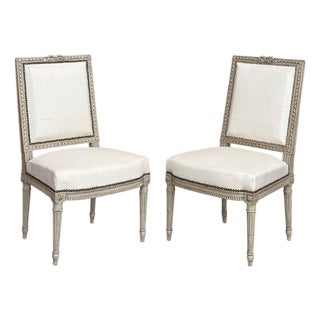 Pair of French 19th Century Louis XVI Painted Chairs For Sale