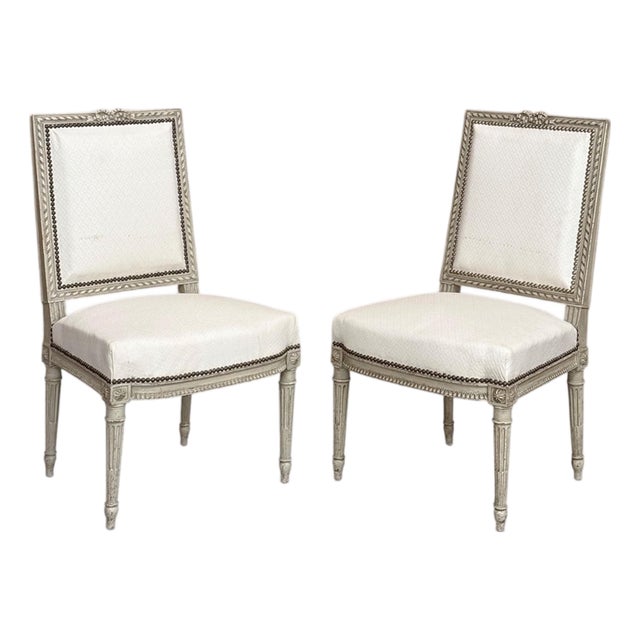 Pair of French 19th Century Louis XVI Painted Chairs For Sale