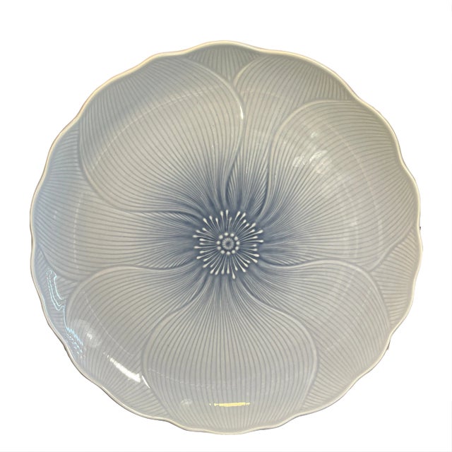 1980s Cornflower Blue Chop Plate Round Platter by Mikasa For Sale