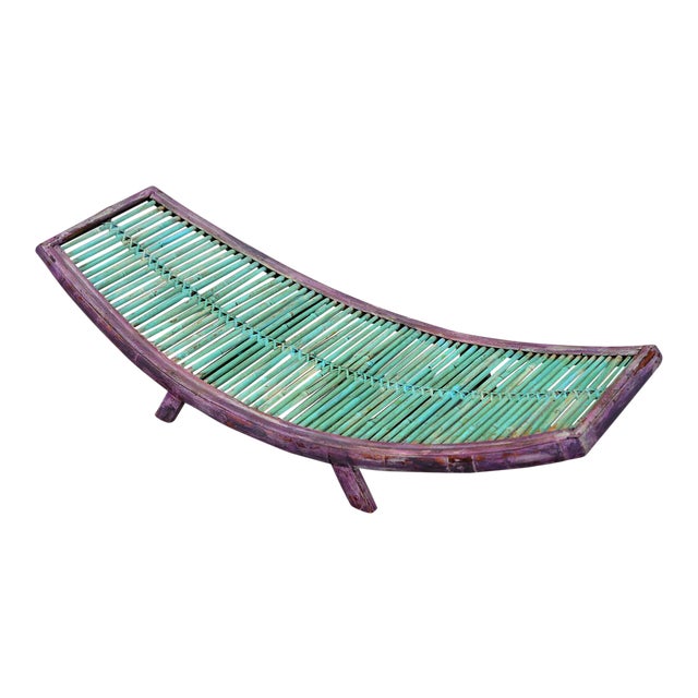 Vintage Mid Century Modern Painted Bamboo Magazine Rack For Sale