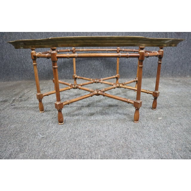Mid-Century Modern Mid Century Bamboo & Brass Coffee Table For Sale - Image 3 of 8