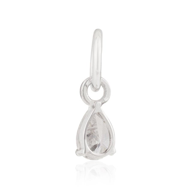 Pear-Cut Diamond Solitaire Charm Pendant in 14k Solid White Gold For Sale - Image 9 of 14