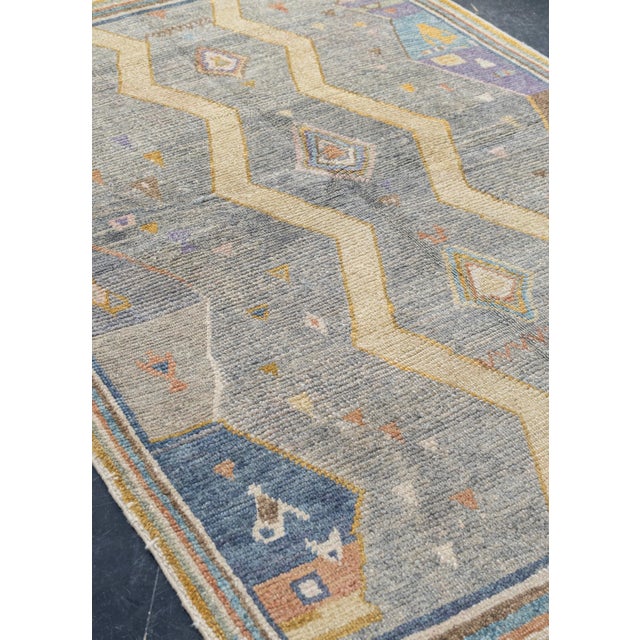 Gray Turkish Oushak Rug Multicolor Handwoven Rug 5'4" X 7'7" For Sale - Image 8 of 9