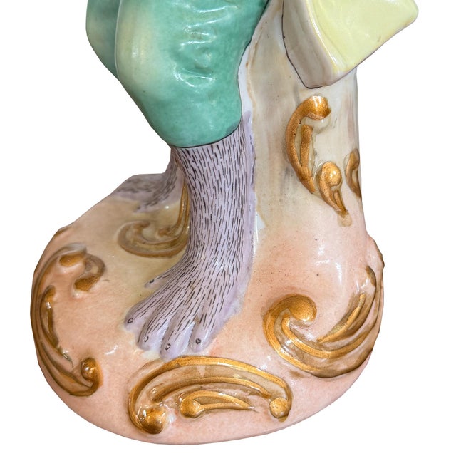Ceramic Pair of Vintage Hand-Painted Porcelain Singerie Monkey Musician Figurines For Sale - Image 7 of 10