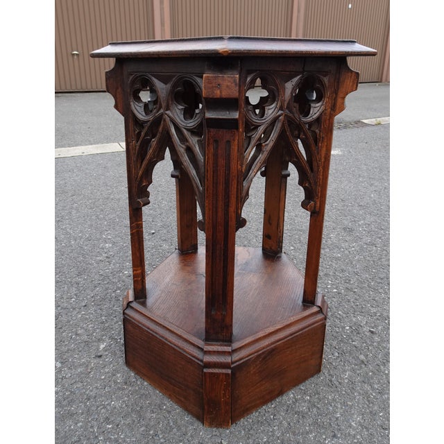 Antique Oak Gothic Pedestal, 1890s For Sale - Image 11 of 18