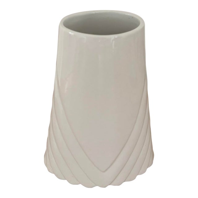 White 1980s Art Deco Revival Style Vase For Sale