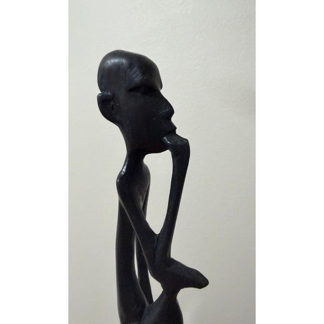 Vintage Ebony Heavy Wood African "Thinkers" Stick Figures Sculptures Lot of 3 For Sale In New York - Image 6 of 11
