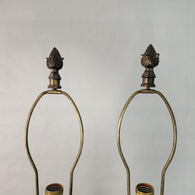 Metal Pair of 19th Century Oil Lamps Converted to Table Lamps For Sale - Image 7 of 12