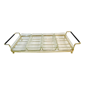 Mid-Century Modern Atomic Boho Chic 4-Part Relish Serving Dish With Caddy - 5 Piece Set.