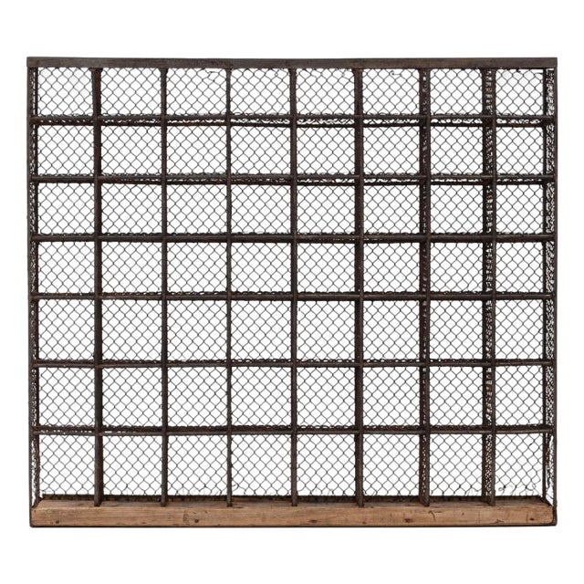 Mid 20th Century French Metal Shelf On Wooden Base For Sale