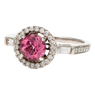 14KW Pink Tourmaline(1.12) & Diamond(0.45) Ring, size 6.5 For Sale