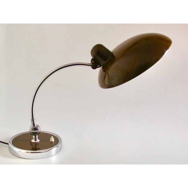 Christian Dell German Bauhaus Model 6631 Brown Metal Desk Lamp by Christian Dell for Kaiser Idell, 1950s For Sale - Image 4 of 13