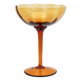 Mid-Century Modern Amber Glass Compote with Twisted Stem by Empoli, 1960s For Sale