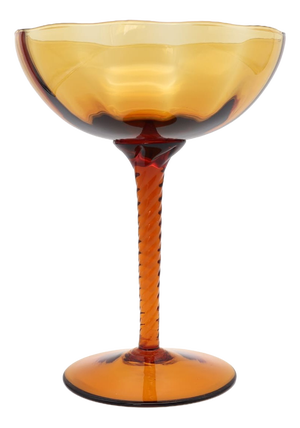 Mid-Century Modern Amber Glass Compote with Twisted Stem by Empoli, 1960s