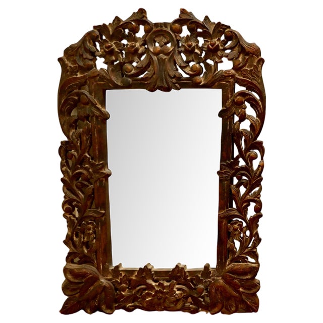 Antique Carved Fruitwood Mirror, 1900 For Sale