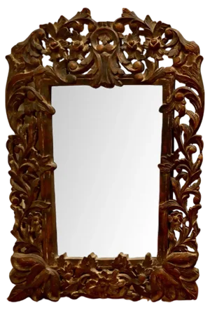 Antique Carved Fruitwood Mirror, 1900