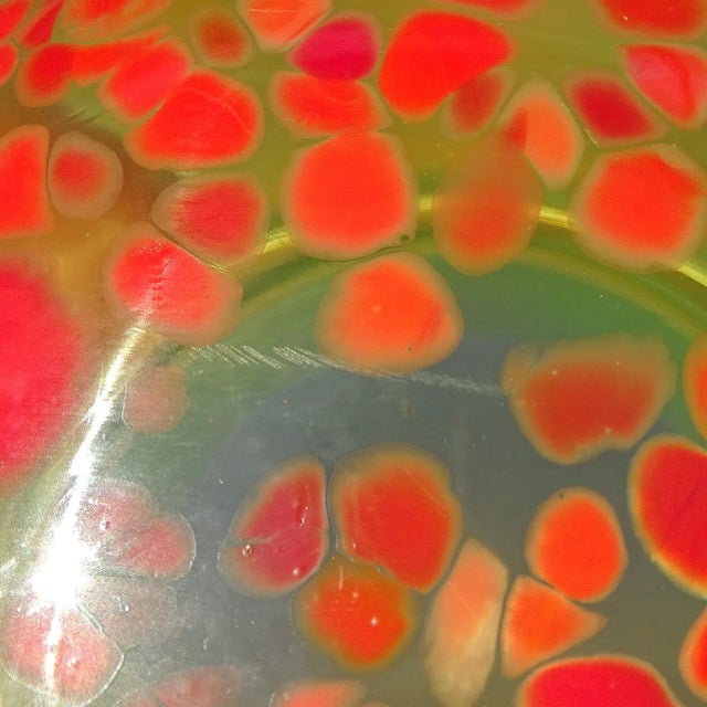 Glass Murano Mushroom Glowing Uranium Yellow Toadstool Red Orange Spots Vintage Italian Art Glass Paperweight Sculpture For Sale - Image 7 of 10