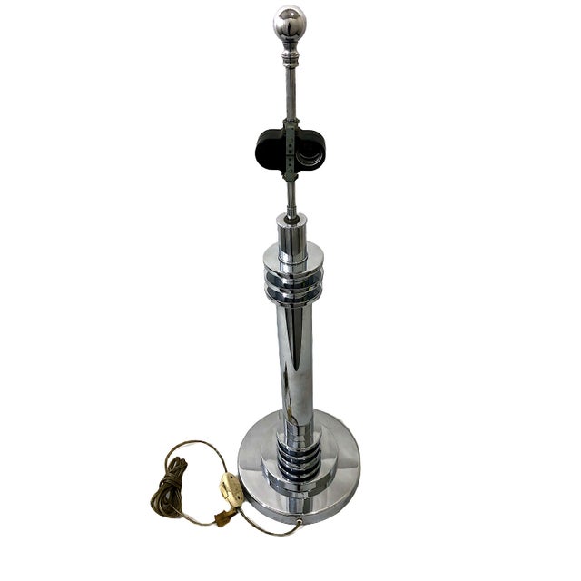 Metal Early 20th Century Art Deco Period “Machine Age” Chrome Plated Table Lamps - a Pair For Sale - Image 7 of 9