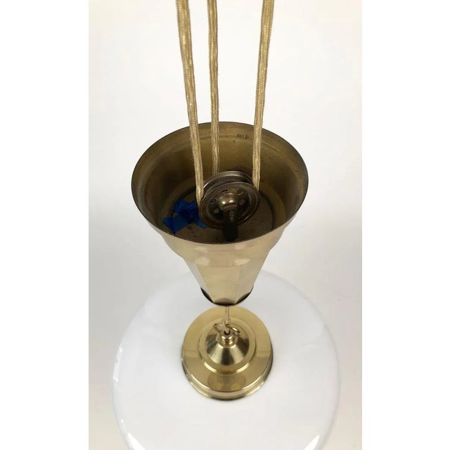 White Jugendstil Adjustable Chandelier with White Opal Glass, 1923 For Sale - Image 8 of 14