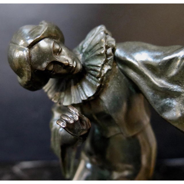 Vintage Art Deco Period Bronze & Marble Sculpture For Sale - Image 9 of 10