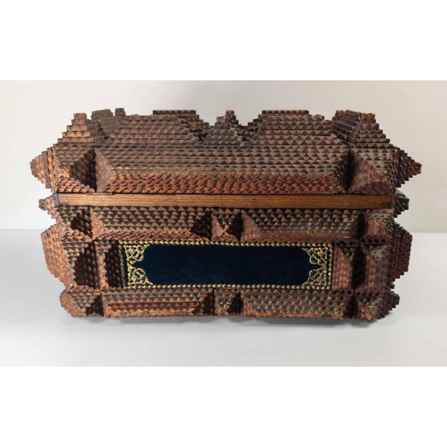 19th Century American Folk Art Tramp Art Casket Box With 1891 Date For Sale In New York - Image 6 of 13