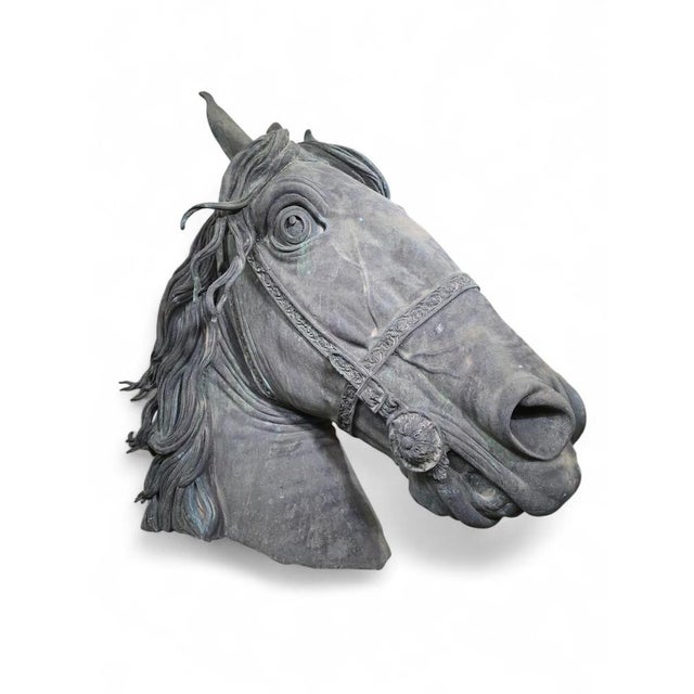 Impressive bronze sculpture of a horse’s head, created by Spanish contemporary artist Fernando Sánchez Castillo (b. 1970)....