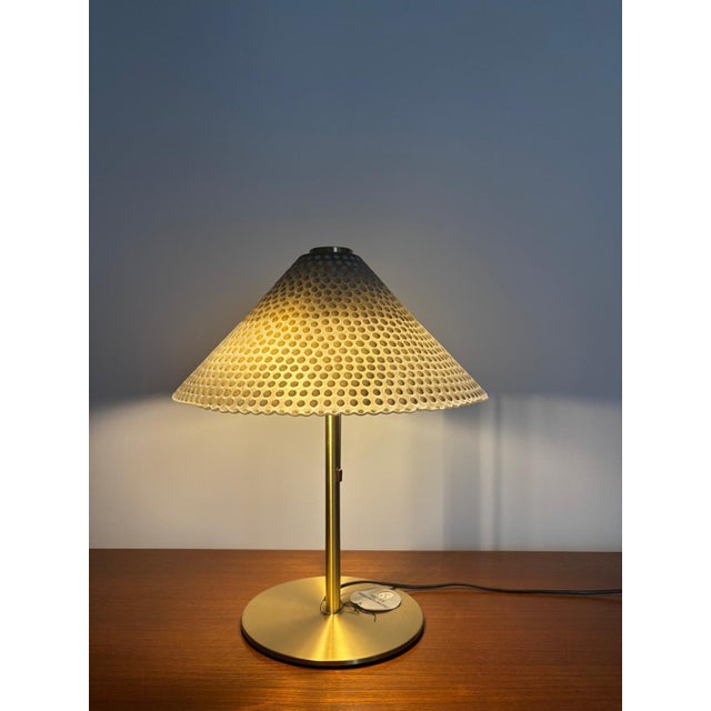 Metal Large Glass and Brass Table Lamp by Peill and Putzler, 1970s For Sale - Image 7 of 7