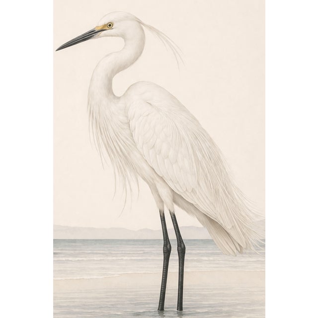 Coastal Heron & Egret Diptych, Neutral Shorebird Art Print Set, 20" X 30" For Sale - Image 9 of 10