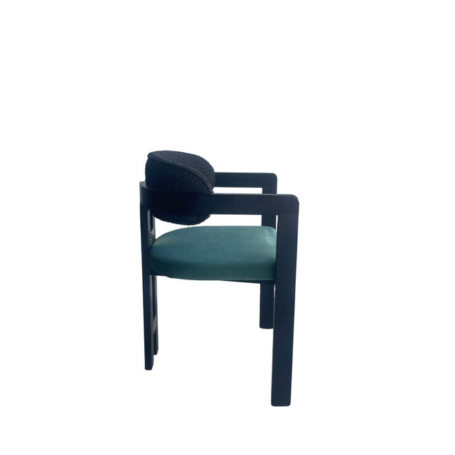 Conan Wood Dining Armchair Chair in Green and Black For Sale - Image 4 of 5