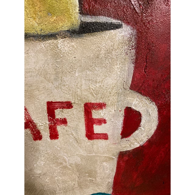 Red Tim Weldon Original Painting 30"h Folk/Outsider Art Cafe San Francisco Decor For Sale - Image 8 of 9