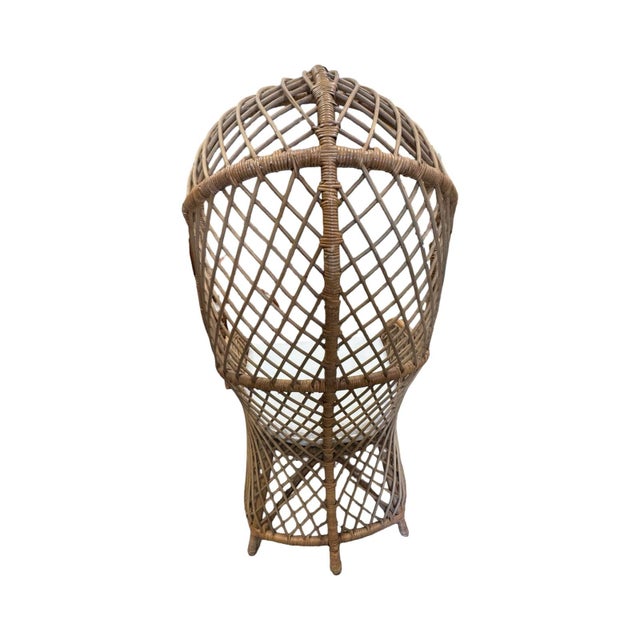 Traditional 1970s Fabulous Classic High Back Throne Wicker Chair in Palm Beach Regency Style With White Linen Cushion For Sale - Image 3 of 7