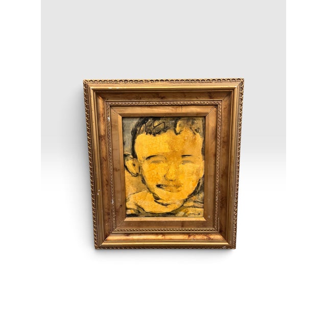 A compelling original figurative portrait attributed to contemporary artist A. Avner, acquired directly from the artist’s...