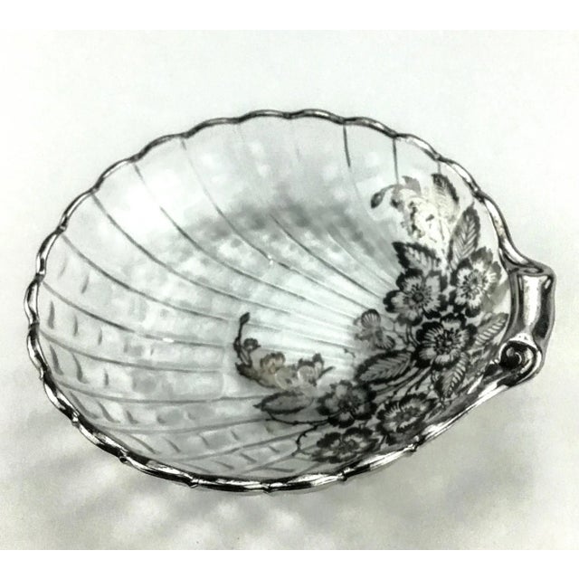 Silver Silver Etched Glass Scallop Trinket Dish For Sale - Image 8 of 9