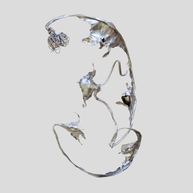 Gold Sculptural Silver and Wrought Iron Wall or Ceiling Light by Salvino Marsura For Sale - Image 8 of 13