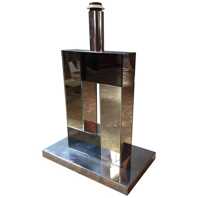 Sandro Petti 1970s Italian Modern Chrome and Mirror Table Lamp, 1970 For Sale - Image 11 of 11