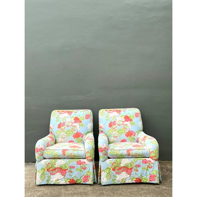 Early 21st Century Vintage Floral Upholstered Armchairs - Pair For Sale - Image 5 of 12