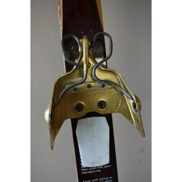 Wood Vintage Hickory Wood Ski Set by Asnes Made in Norway - Set of 2 For Sale - Image 7 of 10