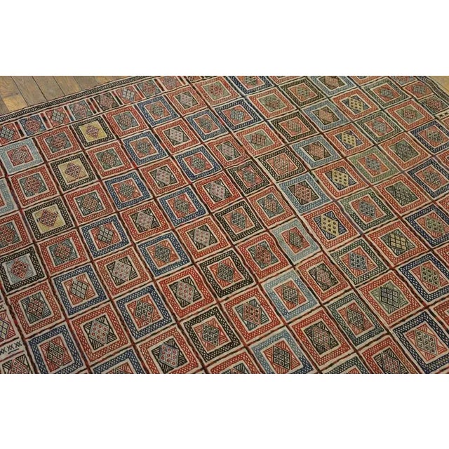 Tribal 1890s Multi Geometric Tribal Antique Caucasian Verneh Flat-Weave Carpet 5'4" X 5'8" Kilim Wool Rug For Sale - Image 3 of 11
