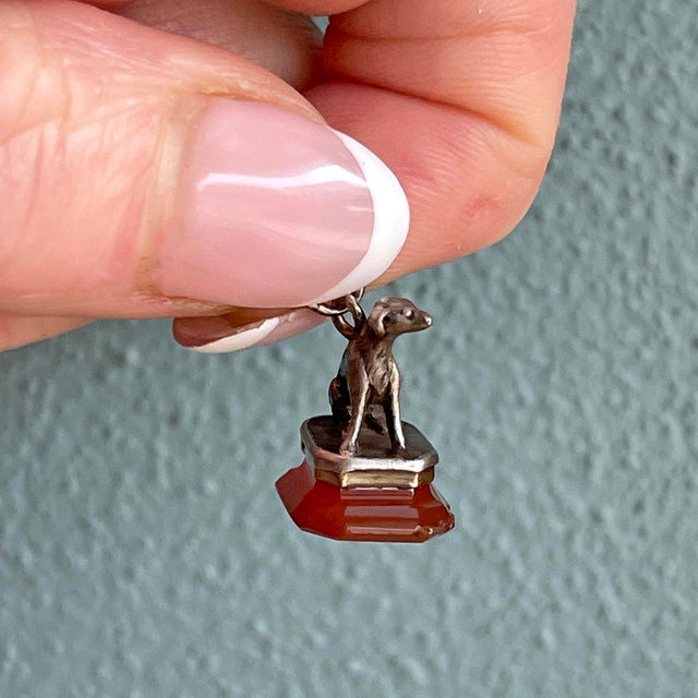 Orange French Silver Dog Fob on Carnelian Base, C. 1780 For Sale - Image 8 of 11